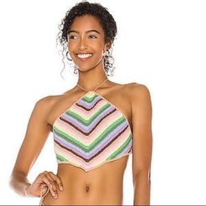 💥💥Clearance💥💥Frankie’s Bikinis x Revolve Jimi crochet halter top swim in Rainbow